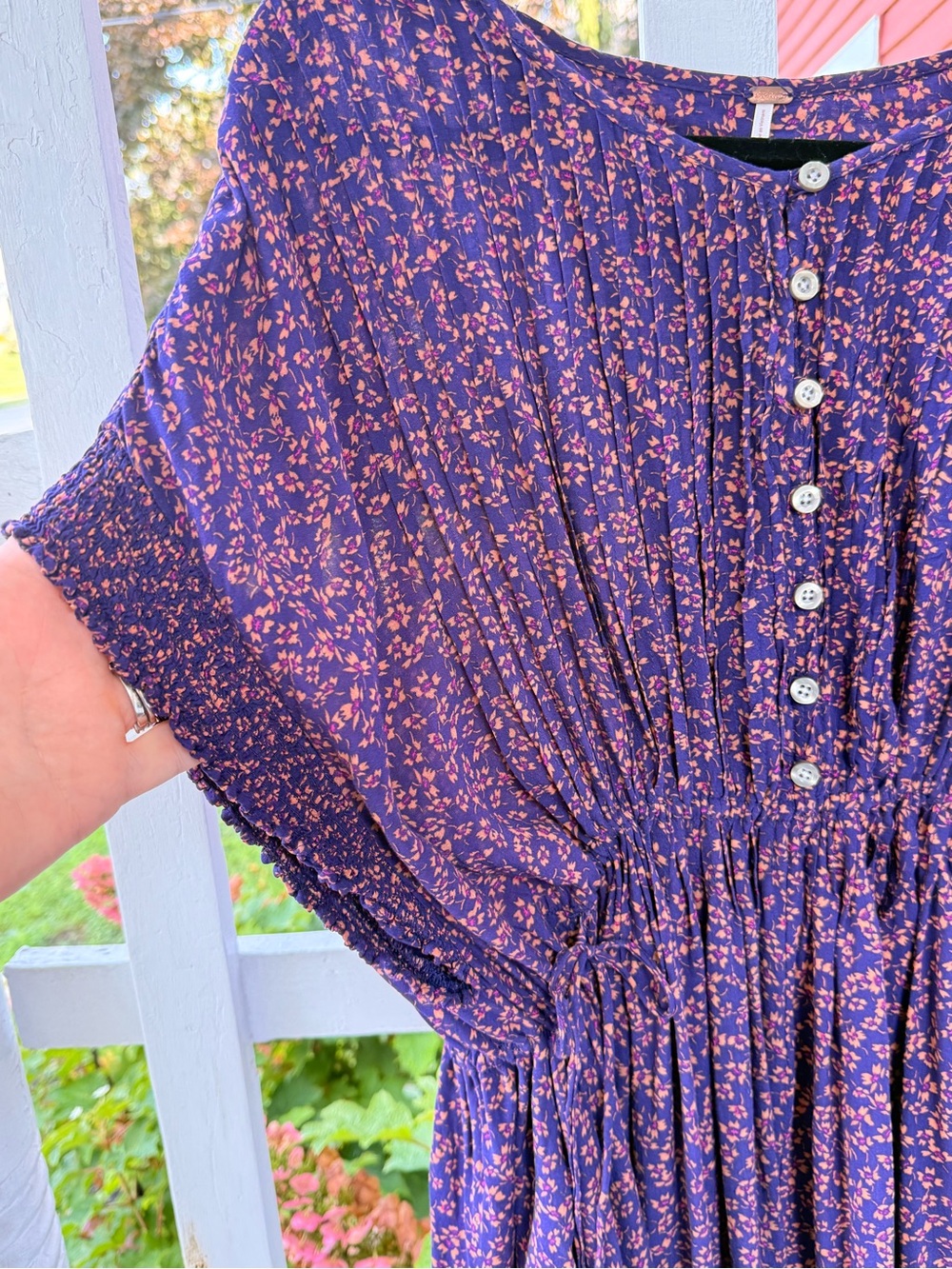Free People Purple Floral Button-Front Midi Dress - Picture 4 of 6
